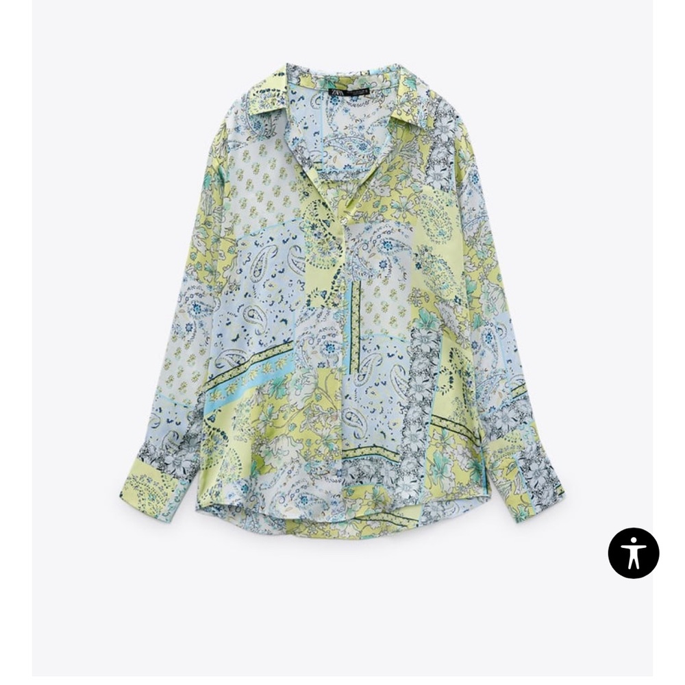 Zara satin top green